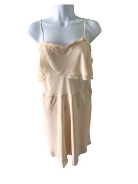 Aritzia Wilfred 100% Silk Emmanuel Ruffle Midi Dress in Cream Size M Romantic